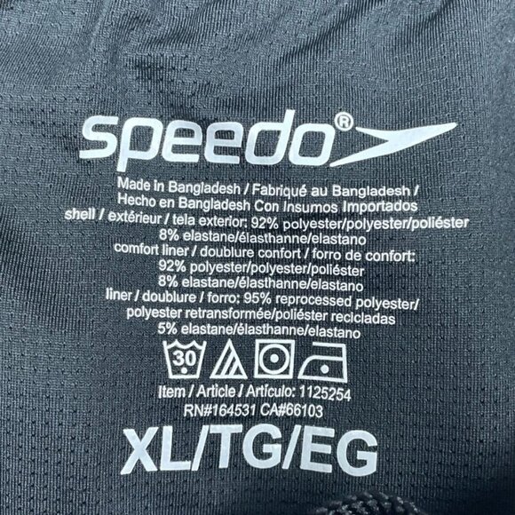 Speedo Mens XL Swim Shorts Black & Gray Pattern Inner Liner a1448 - Picture 2 of 4